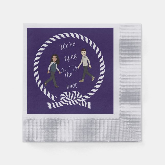 We're Tying The Knot Nautical Coloured Anime  Napkin (Front)