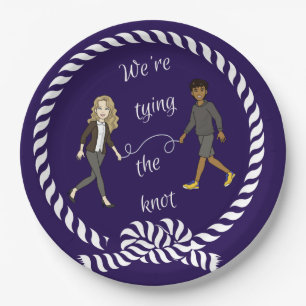 We're Tying The Knot Nautical Coloured Anime  Paper Plate