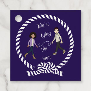 We're Tying The Knot Nautical Coloured Engagement  Favour Tags