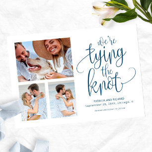 We're Tying The Knot Save The Date Simple 3 Photo Invitation