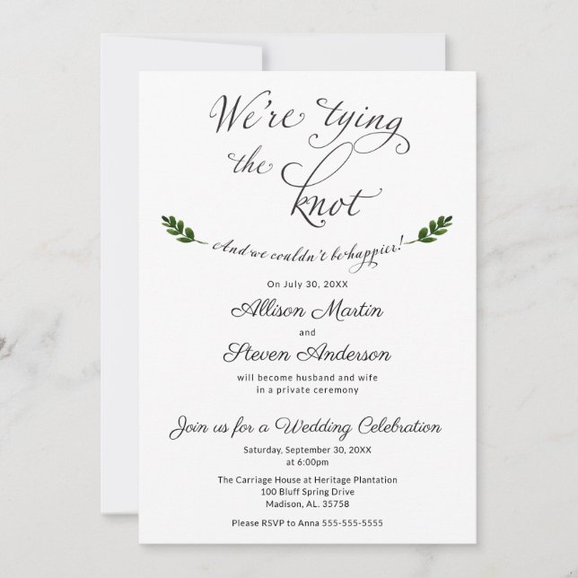 We're tying the Knot Wedding Reception Invitation (Front)