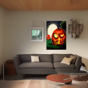 Were you scared now? The pumpkin asked AI Art Poster