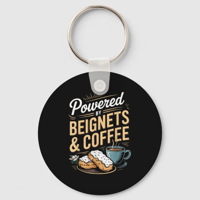 Wered By Beignets And Coffee Funny New Orleans Quo Key Ring (Front)