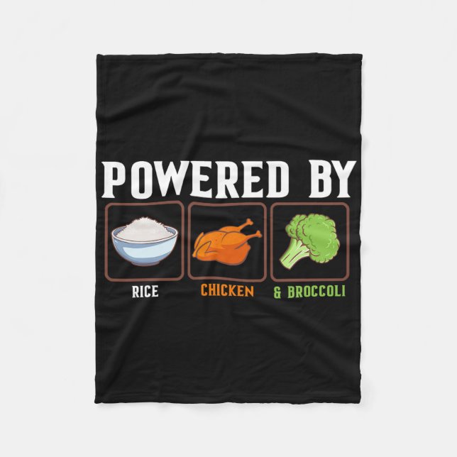 Wered By Rice Chicken And Broccoli Funny New Year  Fleece Blanket (Front)