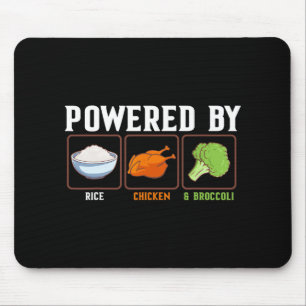 Wered By Rice Chicken And Broccoli Funny New Year Mouse Pad