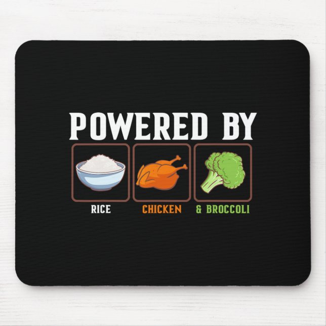 Wered By Rice Chicken And Broccoli Funny New Year  Mouse Pad (Front)