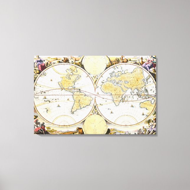 Werelt Caert, engraved by Daniel Stoopendaal Canvas Print (Front)