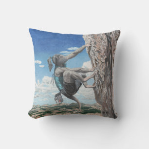Wererat Girl Rock Climbing Throw Pillow