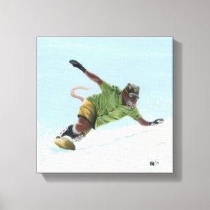 Wererat Snowboarder Fantasy Art Canvas Prints