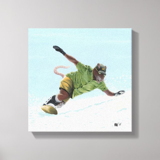 Wererat Snowboarder Fantasy Art Canvas Prints (Front)