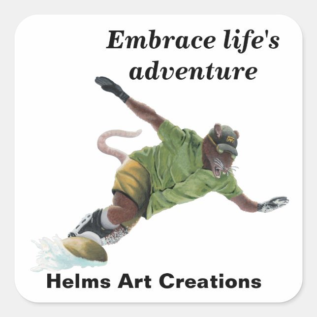 Wererat Snowboarder Sport Fantasy Art Stickers (Front)