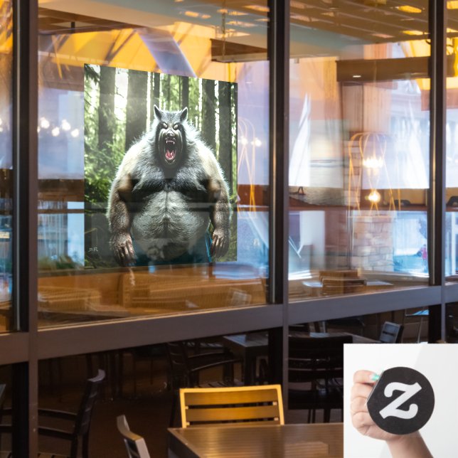 Werewolf Ate auto opaque window cling front stick (Restaurant Window)