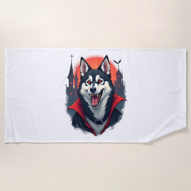 Werewolf Beagle Howl Beach Towel (Front)