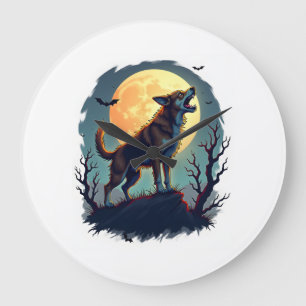 Werewolf Beagle Howl Large Clock