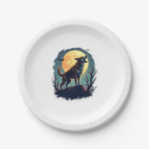 Werewolf Beagle Howl Paper Plate