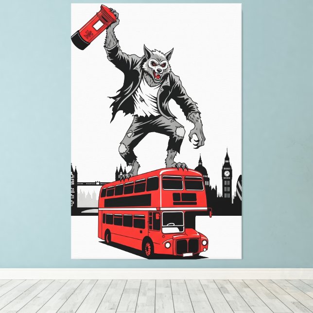 Werewolf canvas for fans of cult movie Werewolves. Print (Insitu(Wood Floor))