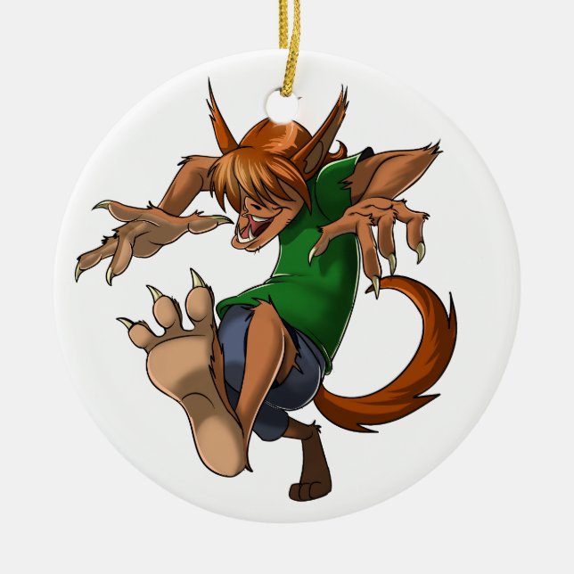 Werewolf Ceramic Tree Decoration (Front)