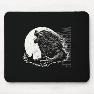 Werewolf Full Moon Creepy Monster Halloween Folklo Mouse Pad