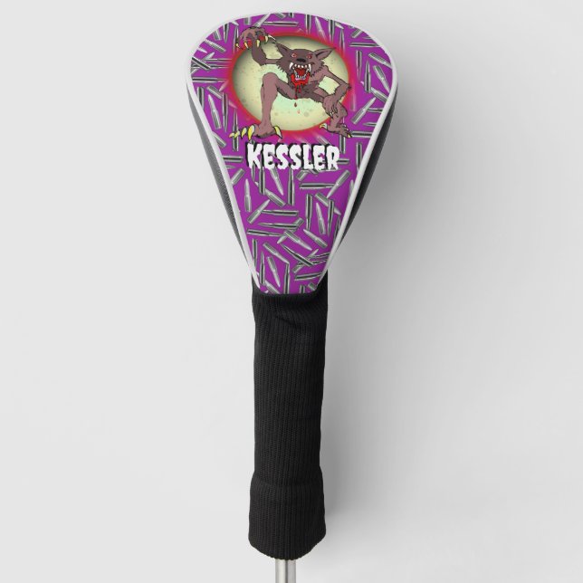 Werewolf Full Moon Purple Halloween Personalise Golf Head Cover (Front)