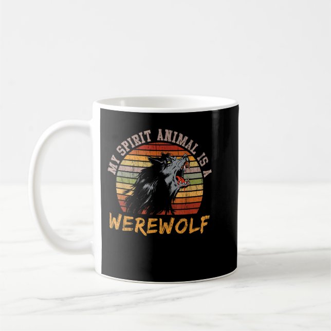 Werewolf Full Moon Vintage Werewolf Coffee Mug (Left)