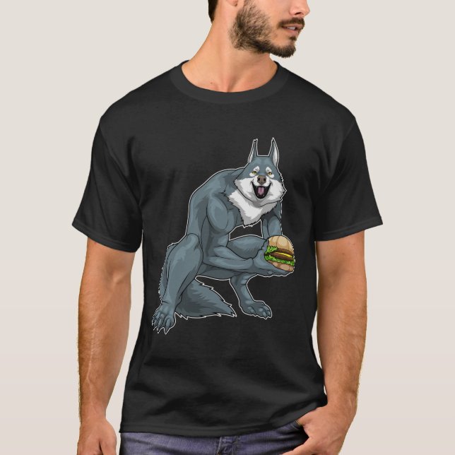 Werewolf Halloween Burger T-Shirt (Front)