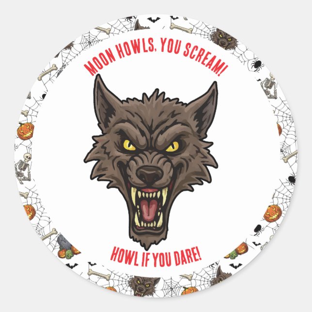 🐺 Werewolf Halloween Stickers & Labels 🎃💀 (Front)
