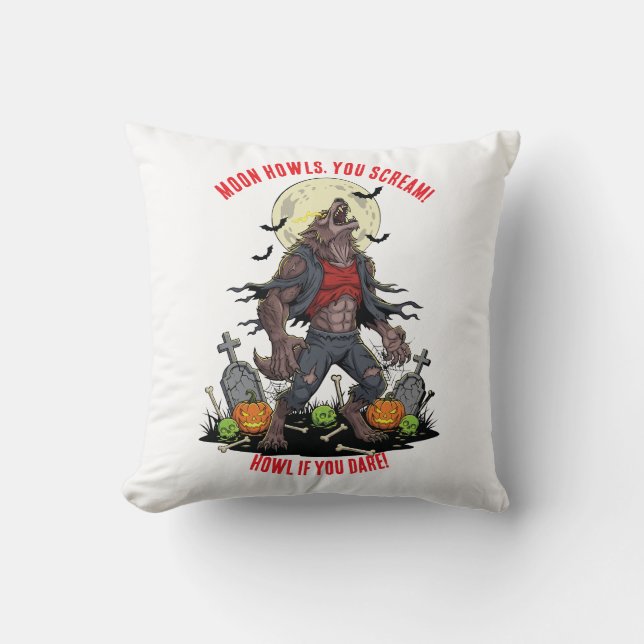 🐺 Werewolf Halloween Throw Pillow 🎃 (Front)