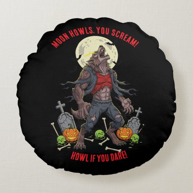 🐺 Werewolf Halloween Throw Pillow 🎃 (Front)