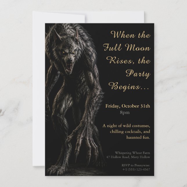 Werewolf Howl Halloween Costume Party Invitation (Front)
