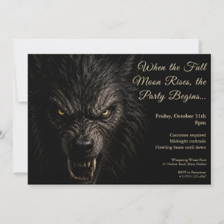 Werewolf Howl Halloween Costume Party Invitation
