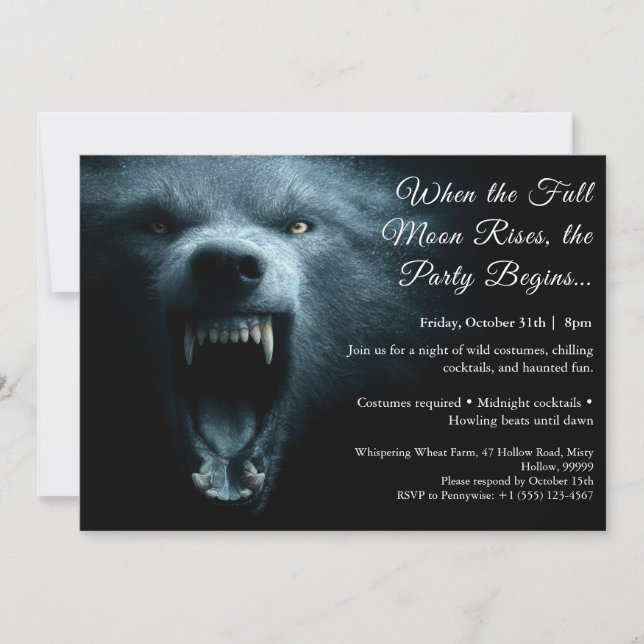 Werewolf Howl Halloween Costume Party Invitation (Front)
