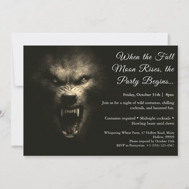 Werewolf Howl Halloween Costume Party Invitation (Front)