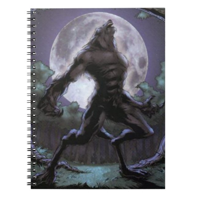 Werewolf Howling At The Moon Spiral Notebook (Front)