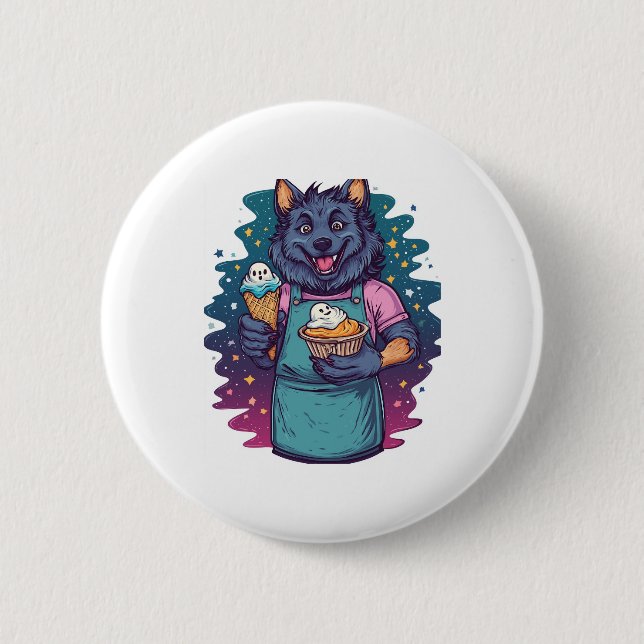 Werewolf Ice Cream Stand 6 Cm Round Badge (Front)