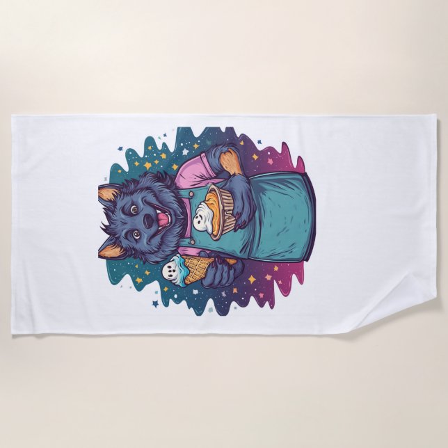 Werewolf Ice Cream Stand Beach Towel (Front)