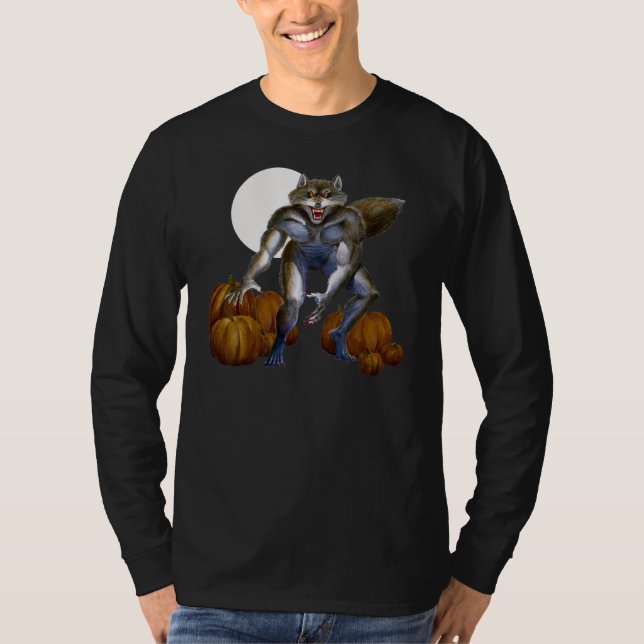 Werewolf in Pumpkin Patch T-Shirt (Front)