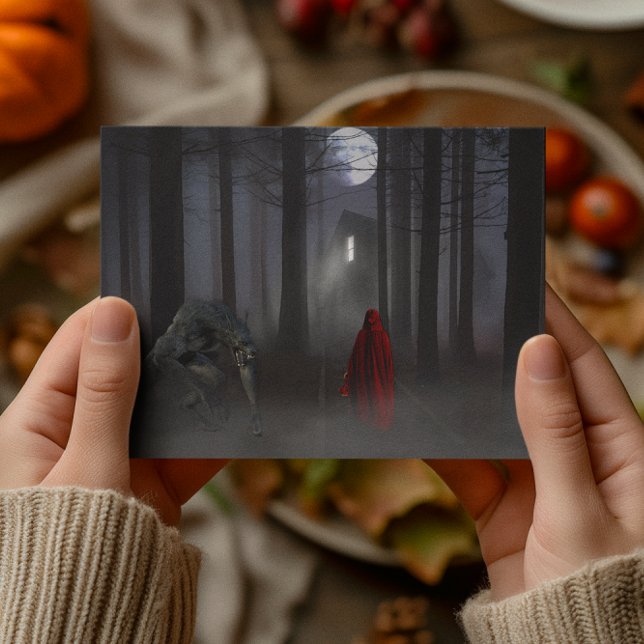 Werewolf Little Red Riding Hood Spooky Postcard (Creator Uploaded)