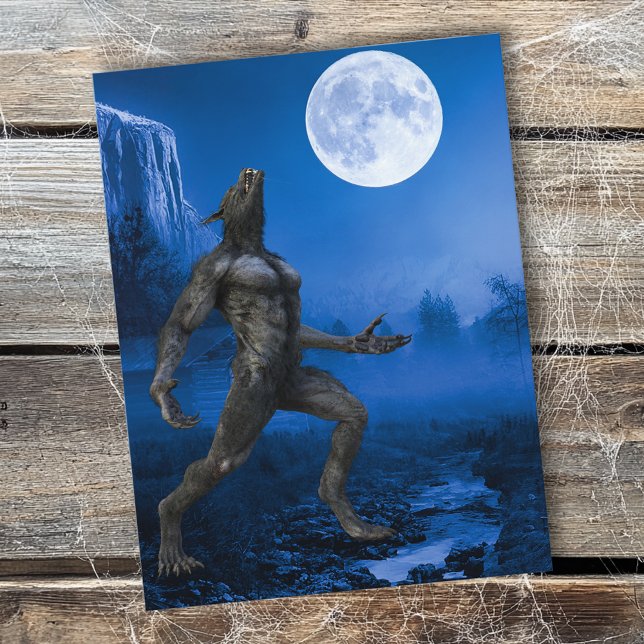 Werewolf Moon Landscape halloween Postcard (Creator Uploaded)