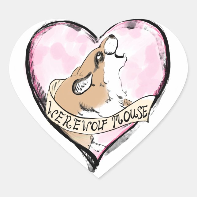 Werewolf Mouse Heart Sticker (Front)