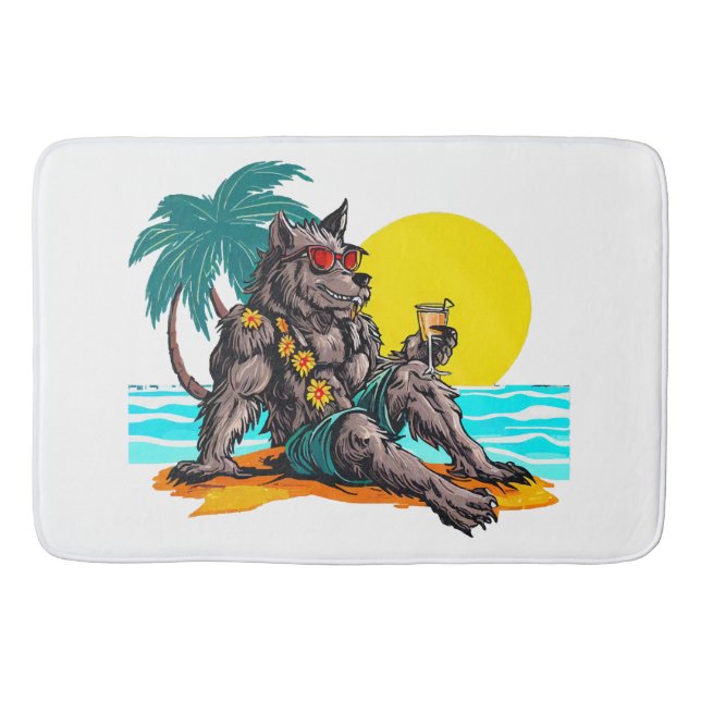 werewolf on vacation bath mat (Front)