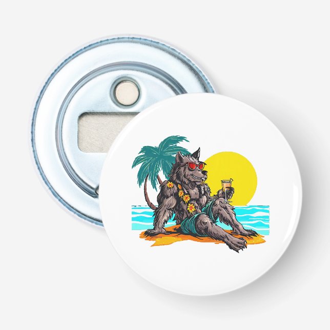 werewolf on vacation bottle opener (Front)