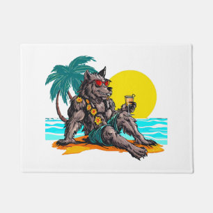werewolf on vacation doormat