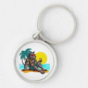 werewolf on vacation key ring
