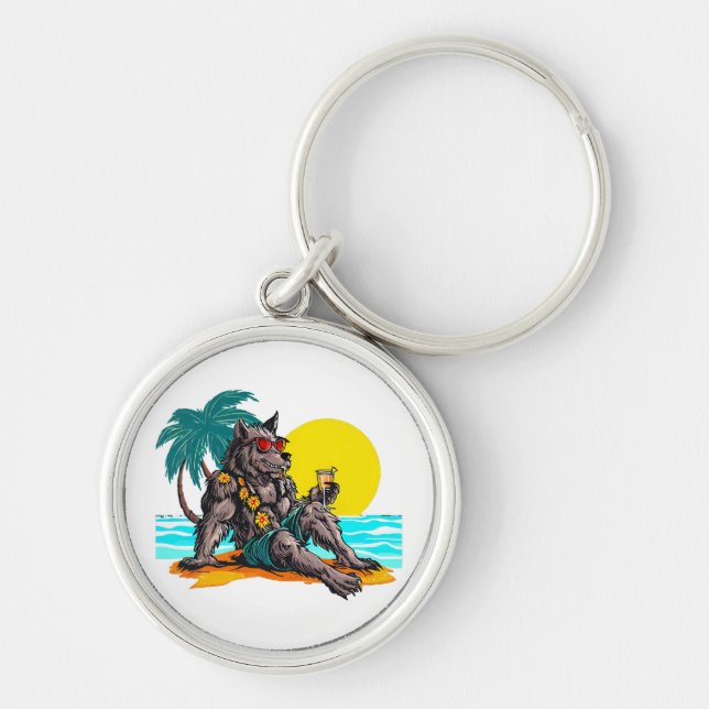 werewolf on vacation key ring (Front)