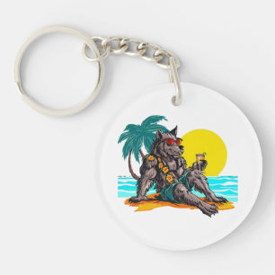 werewolf on vacation key ring