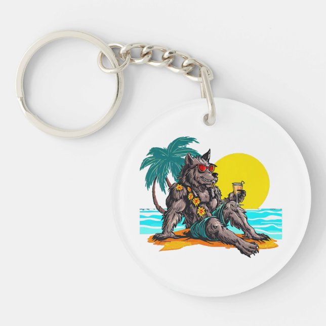 werewolf on vacation key ring (Front)