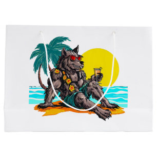 werewolf on vacation large gift bag