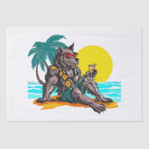 werewolf on vacation tissue paper