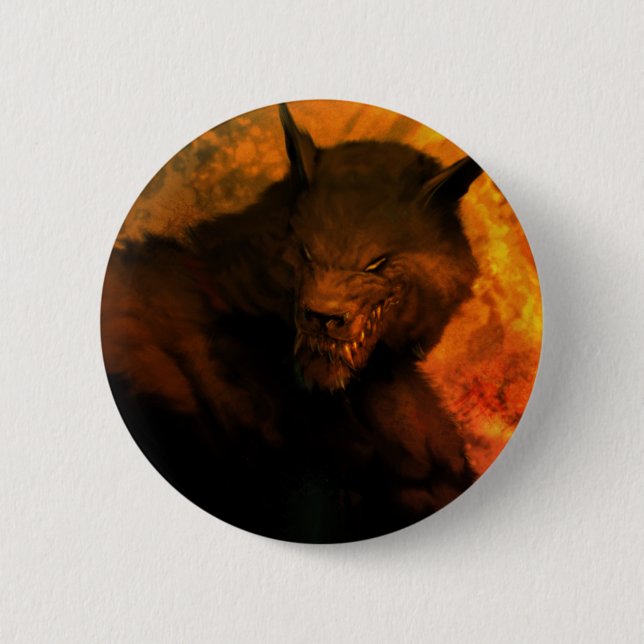 Werewolf Pin/Button 6 Cm Round Badge (Front)
