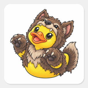 Werewolf Rubber Duck Halloween Costume Square Sticker